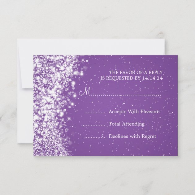 Elegant Wedding RSVP Sparkling Wave Purple