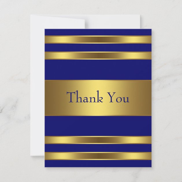 Navy Blue Gold Thank You Card