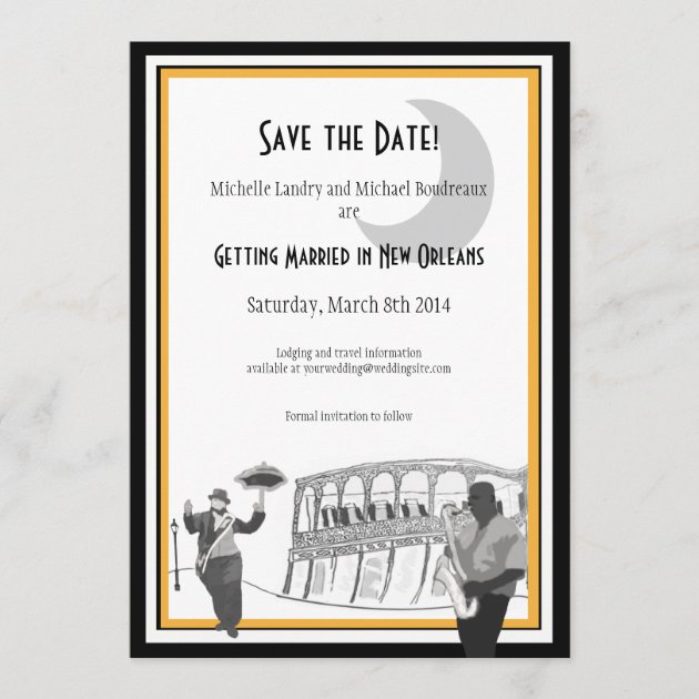 New Orleans Jazz Save the Date (black & gold)