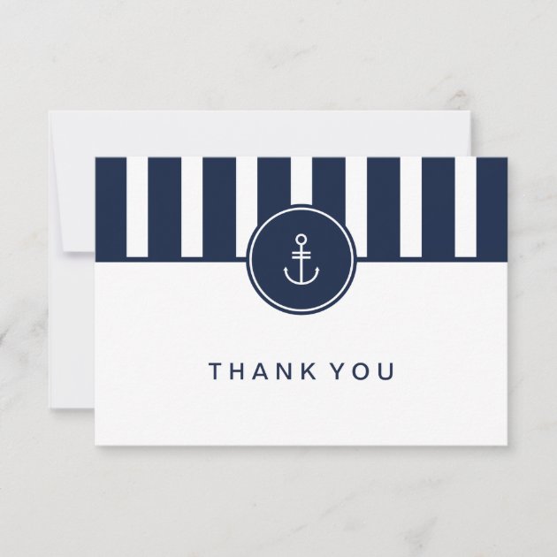 Nautical Navy Thank You Card (front side)