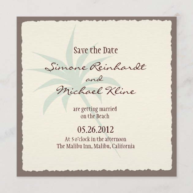 Beach Save the Date with Palm Trees