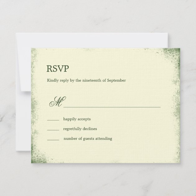 Rustic Vineyard Wedding RSVP Card - Green