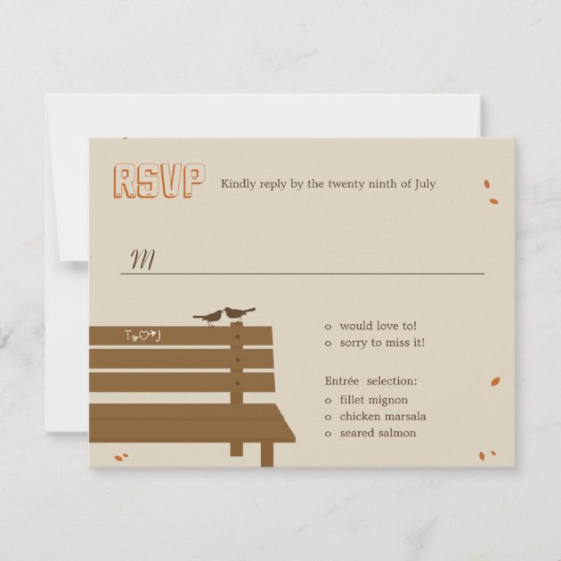 Our Bench Fall Wedding RSVP /Response Cards (front side)