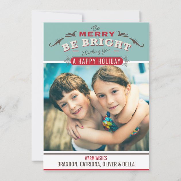 Vintage Rustic Typography Holiday Photo Card