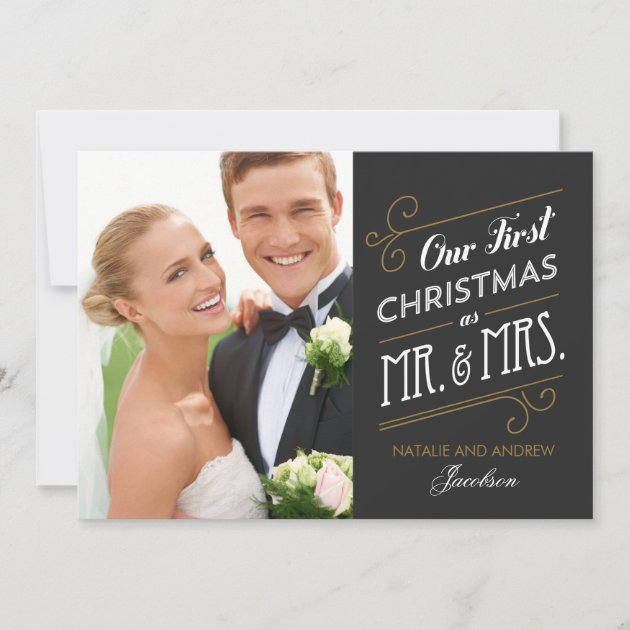 First Married Christmas Holiday Photo Card