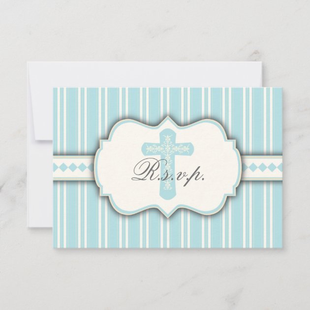 Vintage Blue Stripe Religious RSVP Response Card