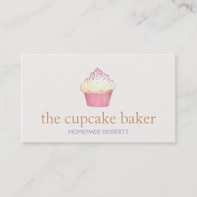 Cupcake Logo Bakery Chef Catering Business Card (front side)