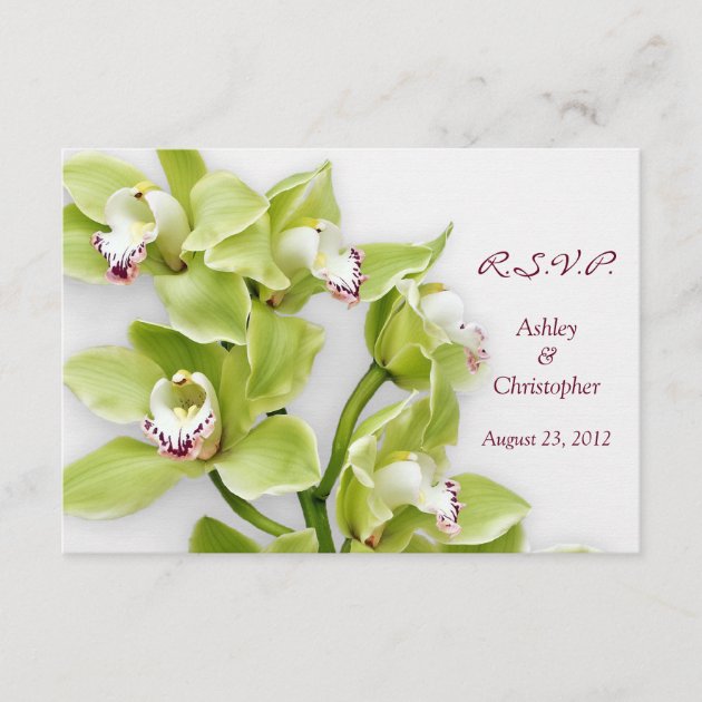 Green Cymbidium Orchid Wedding Reply RSVP Card