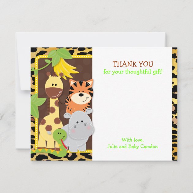 Leopard Jungle Friends Baby Shower Thank You Cards