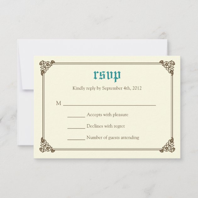 Storybook Fairytale Wedding RSVP Card - Teal