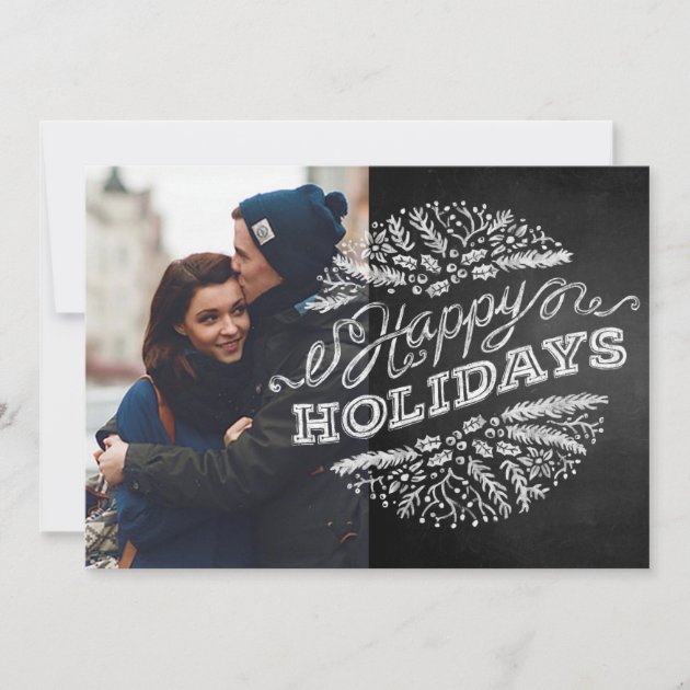 Handwritten Chalkboard Happy Holidays Photo Card