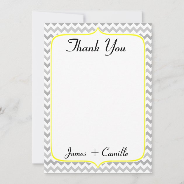 Elegant Yellow and Gray Chevron Thank You Card