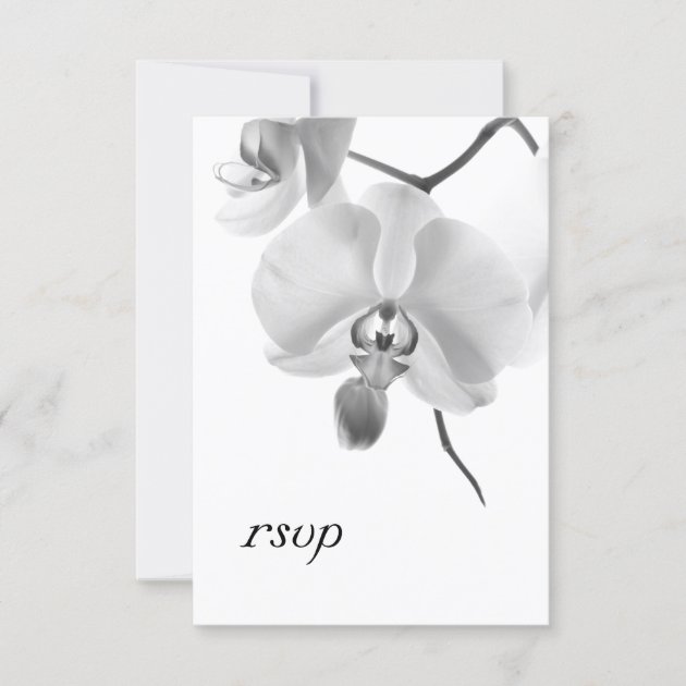 Black and White Orchids Wedding RSVP Response Card
