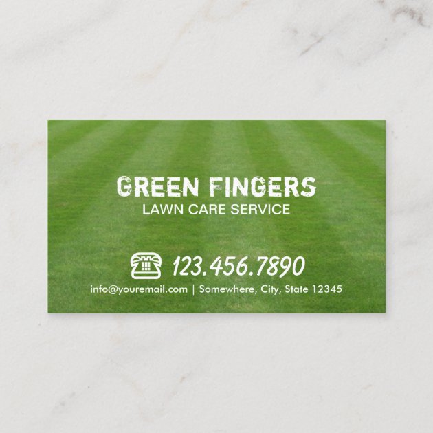 Lawn Care & Landscaping Professional Green Field Business Card (front side)