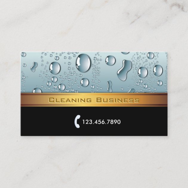 Cleaning Service Gold Stripe Business Card (front side)