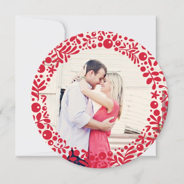 Red Berries Photo Frame Two-Sided Ornament Card