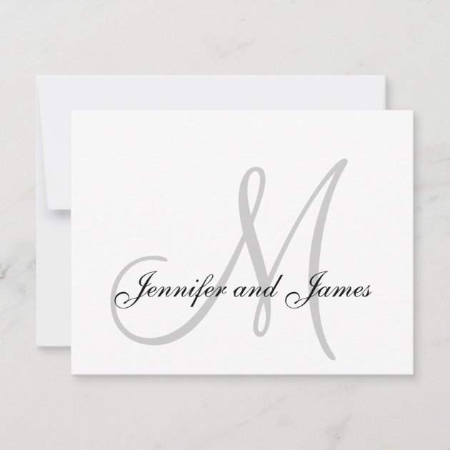 Elegant Grey Gray Monogram Wedding RSVP Card