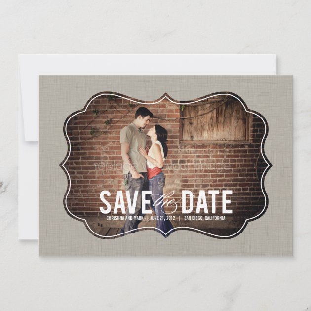 Refined Elegance Photo Save The Date - Khaki (front side)