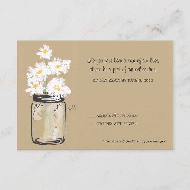 RSVP - Mason Jar filled with White Daisies