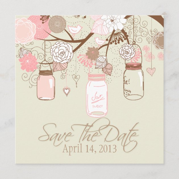 Custom Mason Jar Save The Date Announcements (front side)