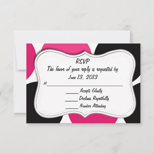RSVP Classy Card Pink and Black Polka Dot