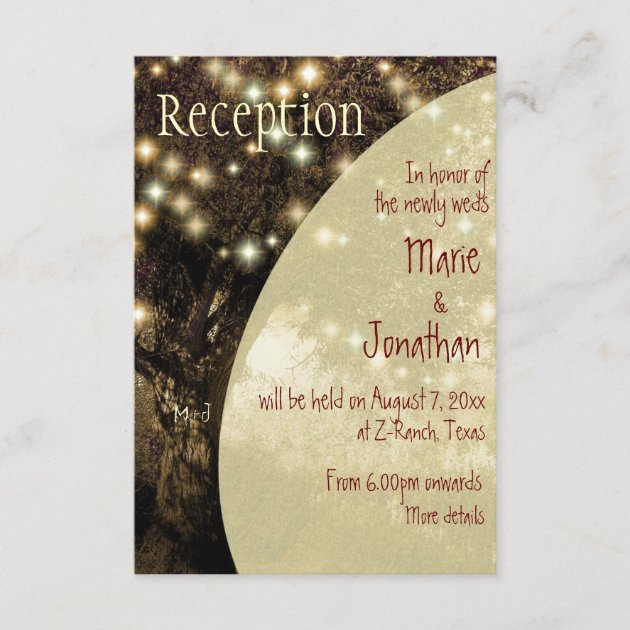 Vintage Oak Tree night lights Wedding Reception Enclosure Card