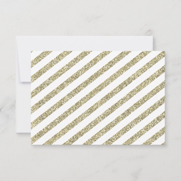RSVP REPLY modern old gold glitter simple stripe (front side)