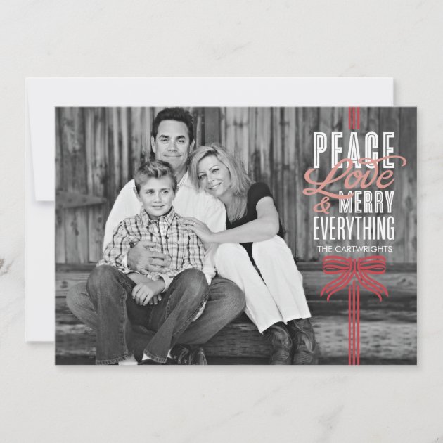 Gift Red Ribbon Wrapped Holiday Photo Card