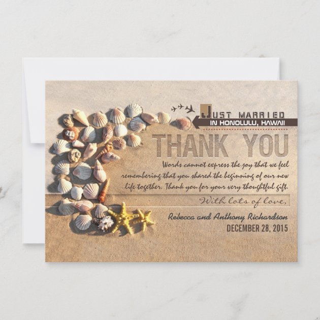 beach seashells wedding thank you cards