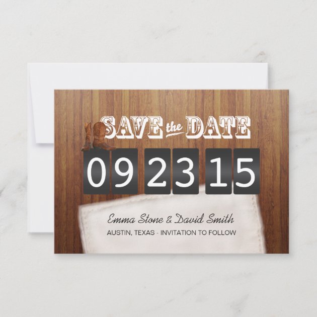 Cowboy Boots Wooden Save the Date Cards