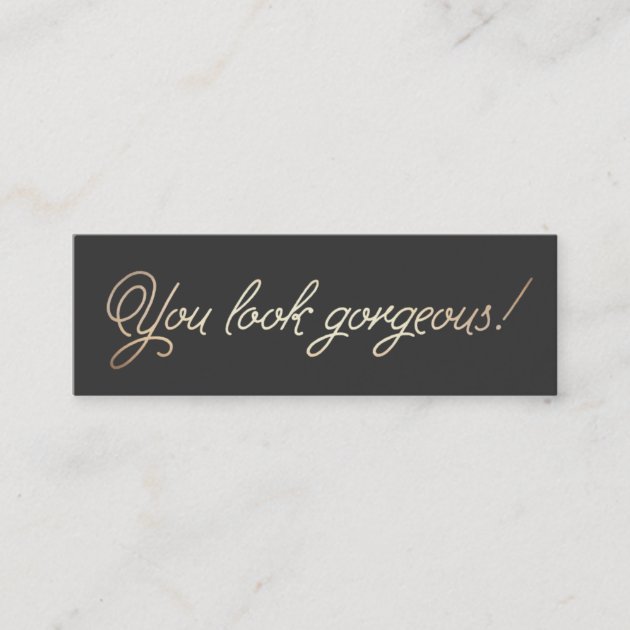 Makeup and Hair Stylist Gold Typographic Beauty Mini Business Card (front side)