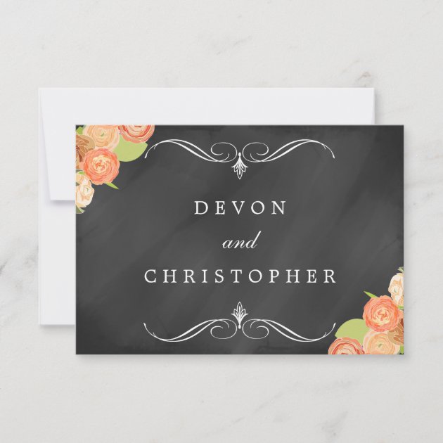 Cascading Floral Chalkboard Wedding Response Cards