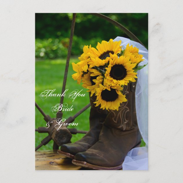 Rustic Sunflowers Country Wedding Thank You Notes