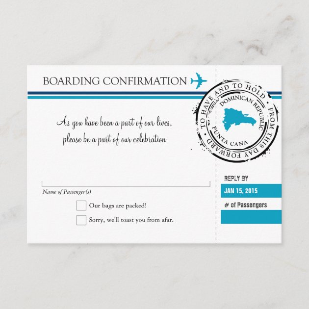 RSVP Boarding Pass TO Dominican Republic