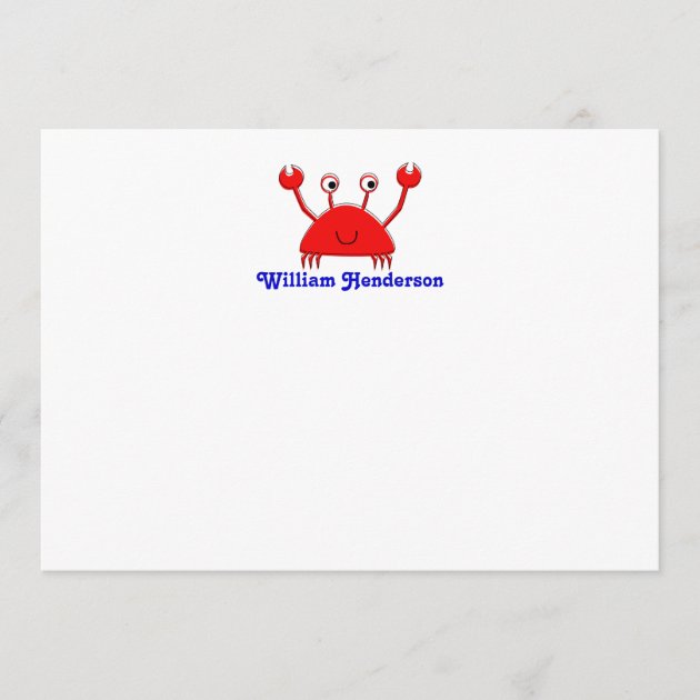 Red Crab Note Cards  Thank You Cards