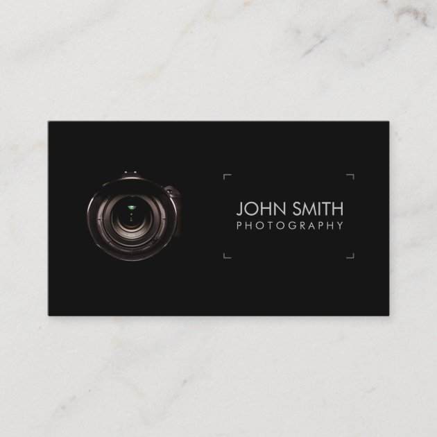 Camera Lens Viewfinder Black Photography Business Card (front side)