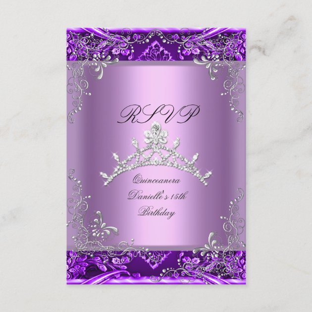 RSVP Quinceanera 15th Birthday Party Purple Lilac