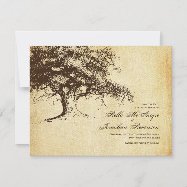 Vintage Oak Tree Save the Date Wedding