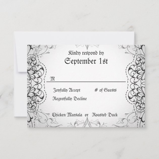 Flourish RSVP Bride & Groom Skeleton Dinner Cards