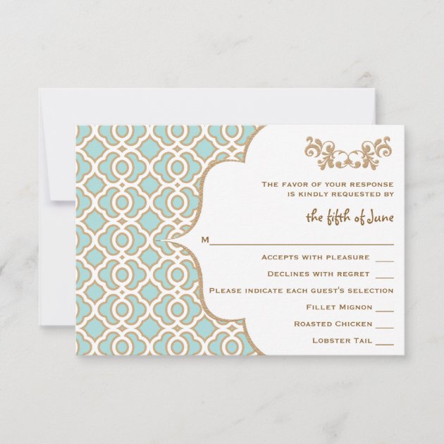 Eggshell Blue Gold Moroccan Wedding Response Cards