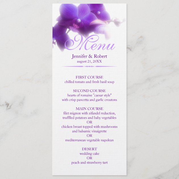 Purple Orchid Wedding Menu