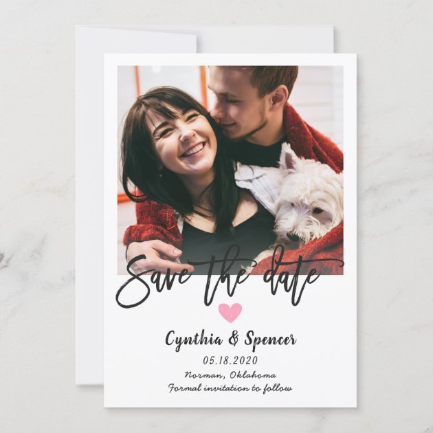 Simple Typography Confetti Save The Date Photo (front side)
