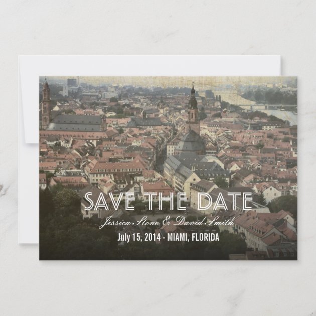 Vintage Europe Old Town Save the Date Cards (front side)