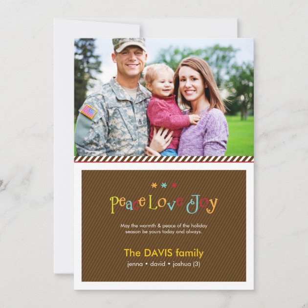 Military Brown Double Sided Holiday Photo Card (front side)
