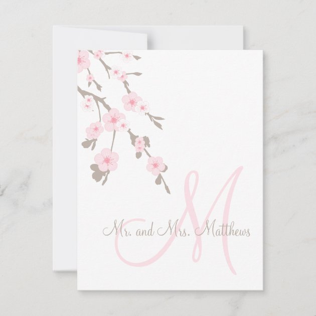 Cherry Blossom Wedding Thank You Cards Front