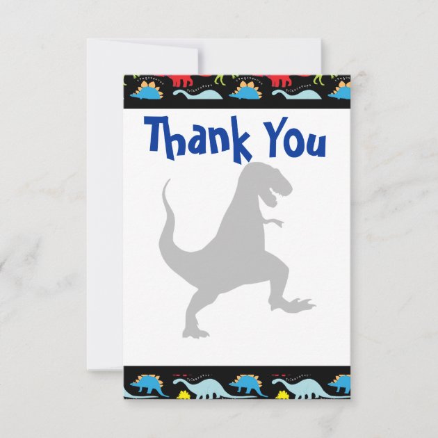 T Rex Dinosaur Birthday Party Thank You Cards