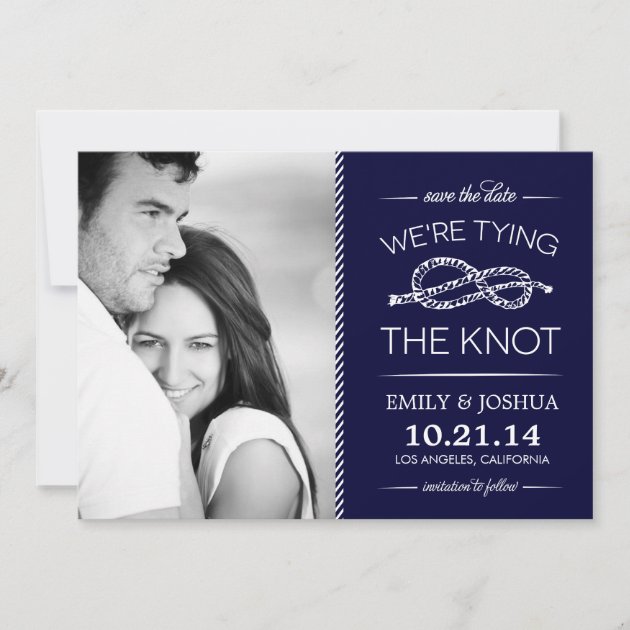 Navy Blue Tying the Knot Photo Save the Date