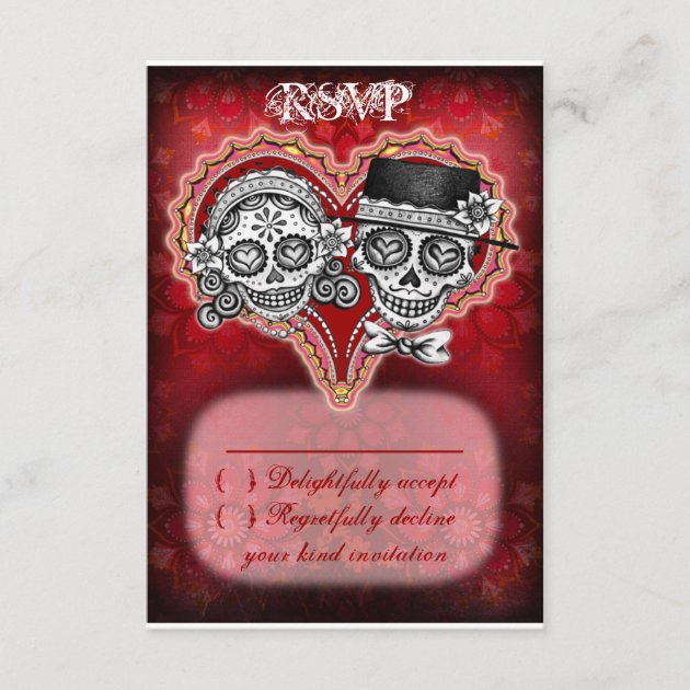 Sugar Skull Wedding RSVP Cards - Day of the Dead