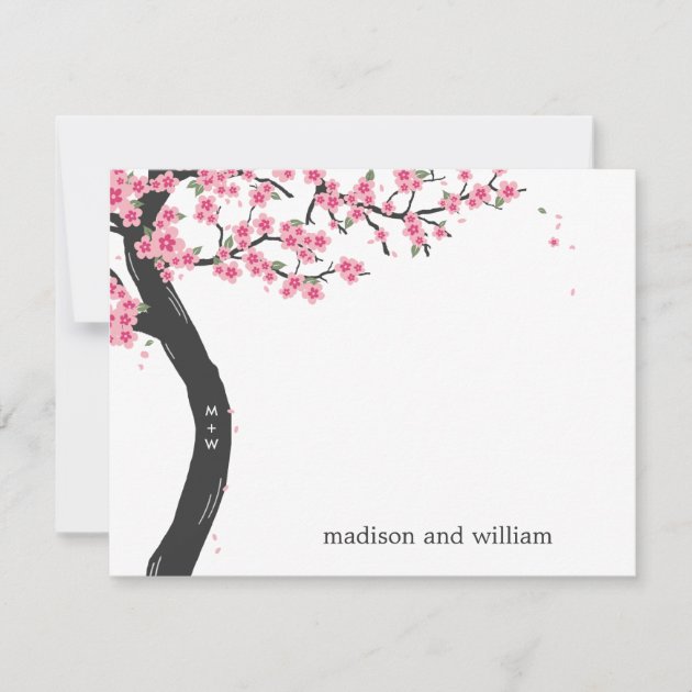 Cherry Blossoms Flat Thank You Card