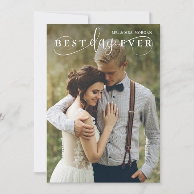 Best Day Ever Modern Wedding Photo Thank You (front side)